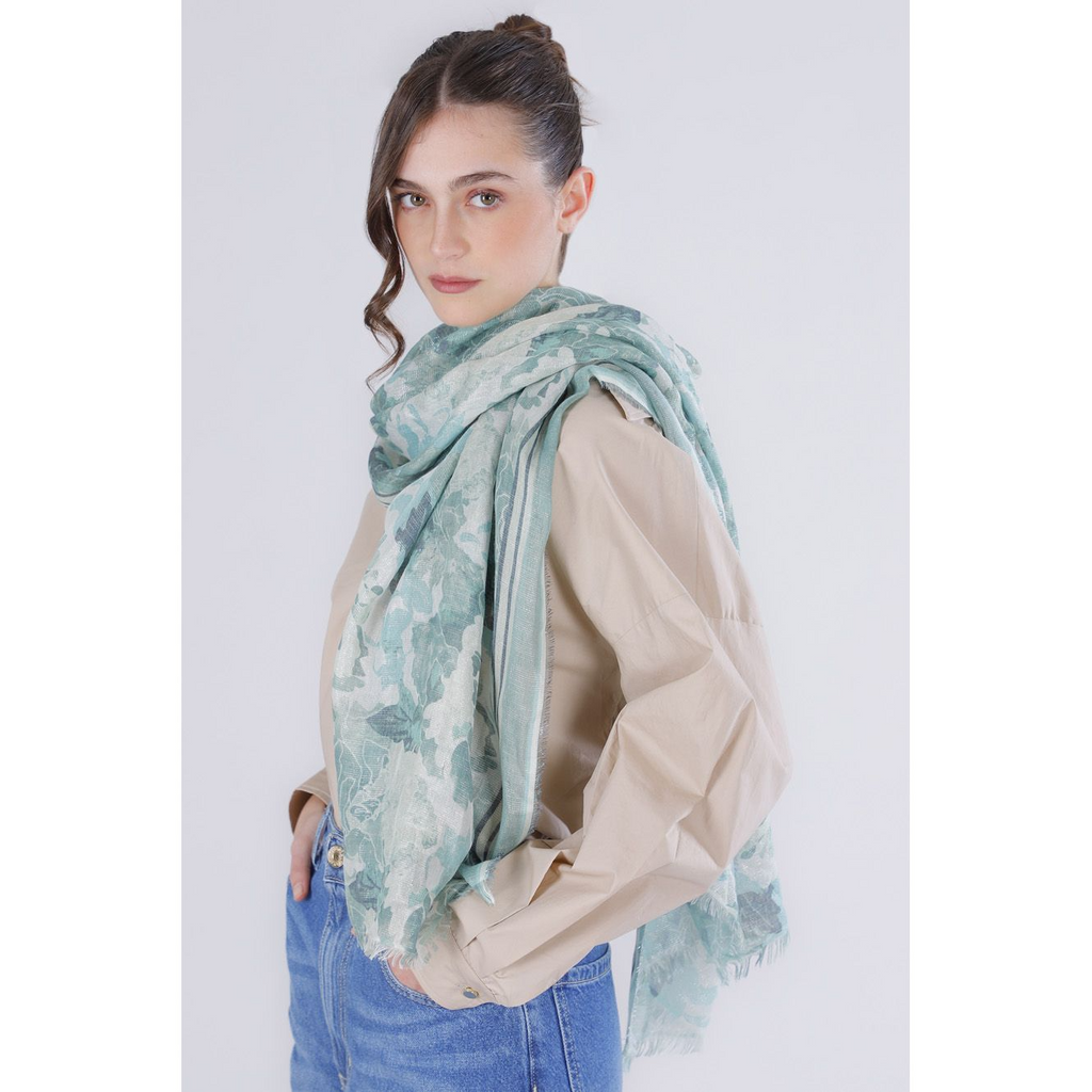 Sciarpa con lurex stampata
