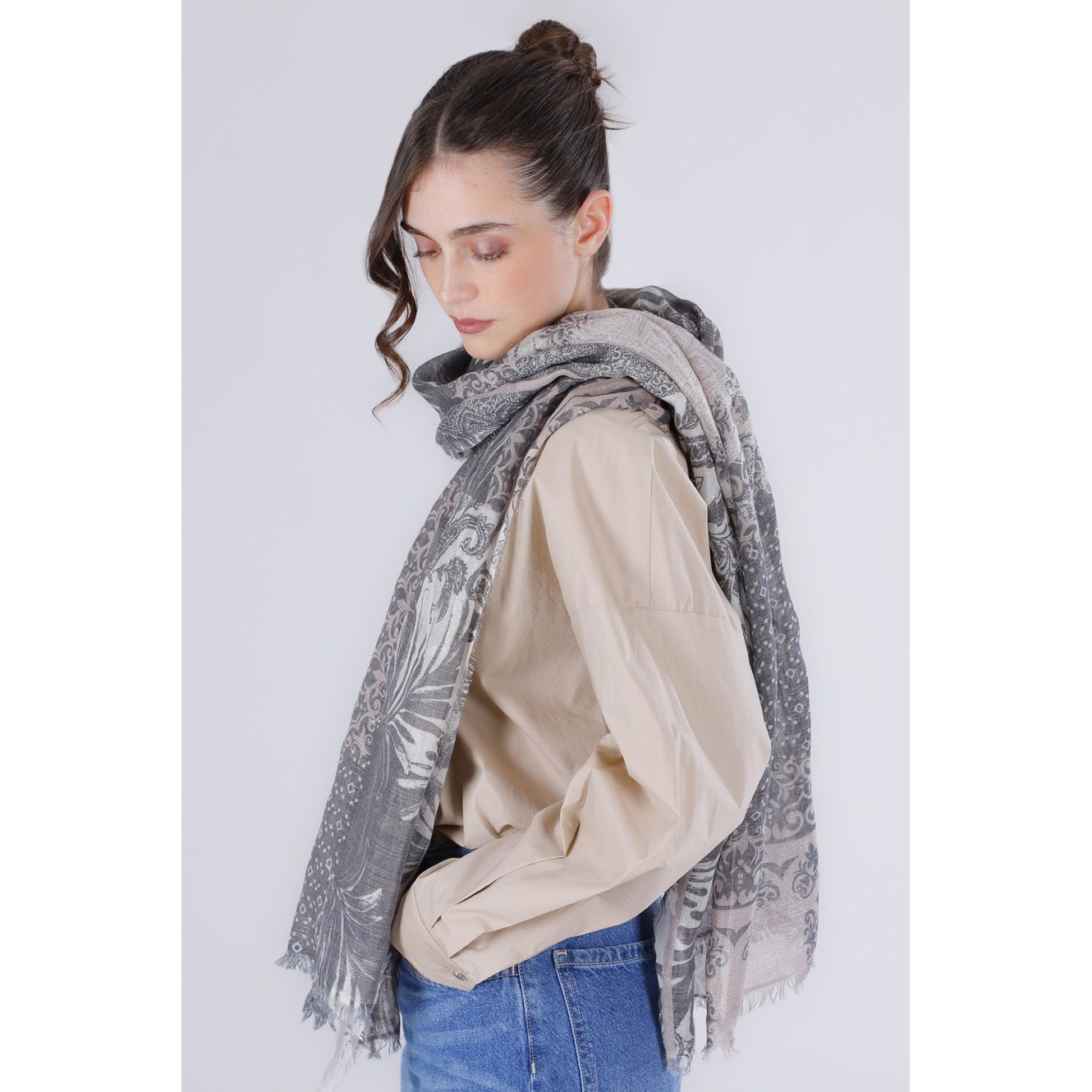 Sciarpa con lurex stampata