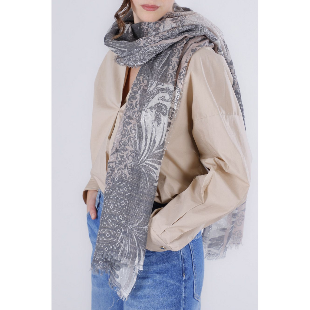 Sciarpa con lurex stampata