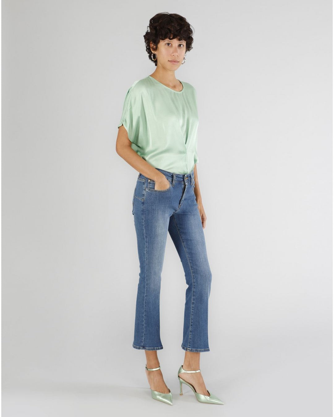 Jeans denim cropped flare