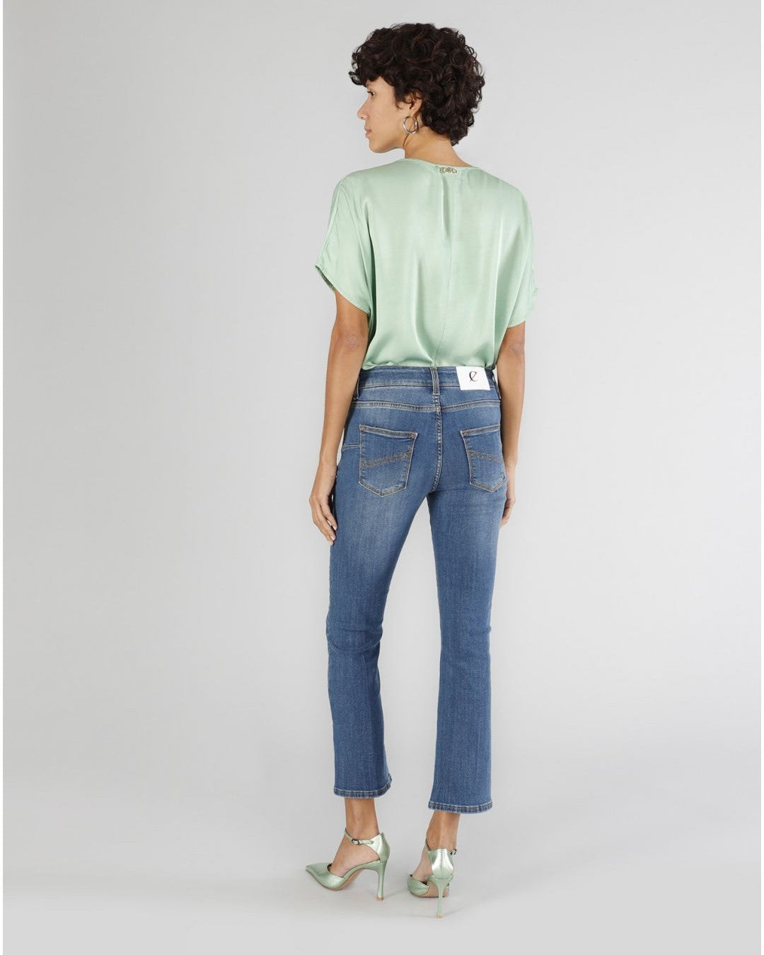 Jeans denim cropped flare