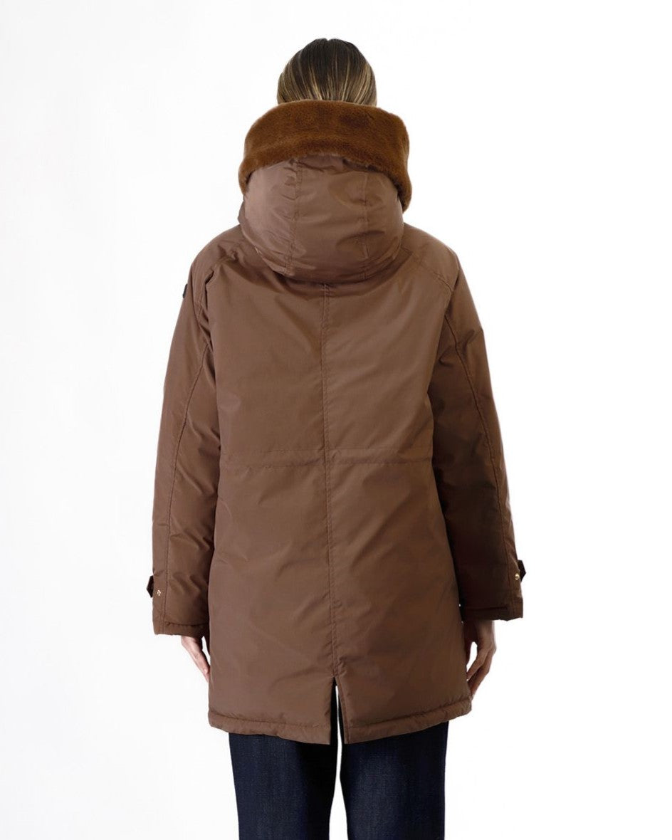 Parka con cappuccio foderato in ecopelliccia