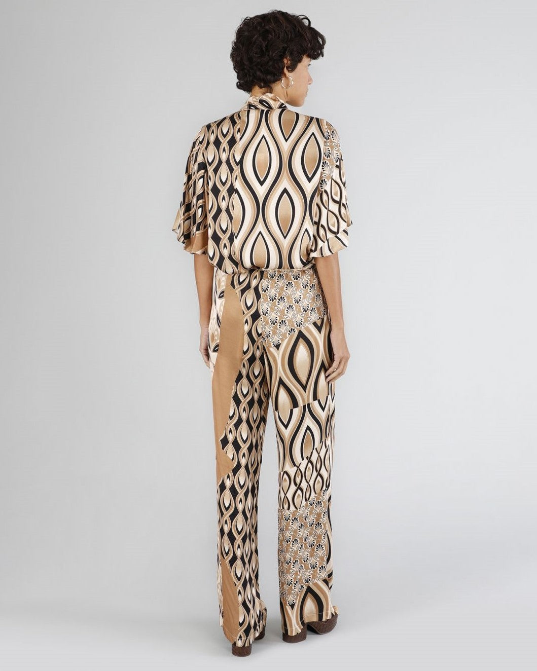 Pantalone palazzo in satin stampato