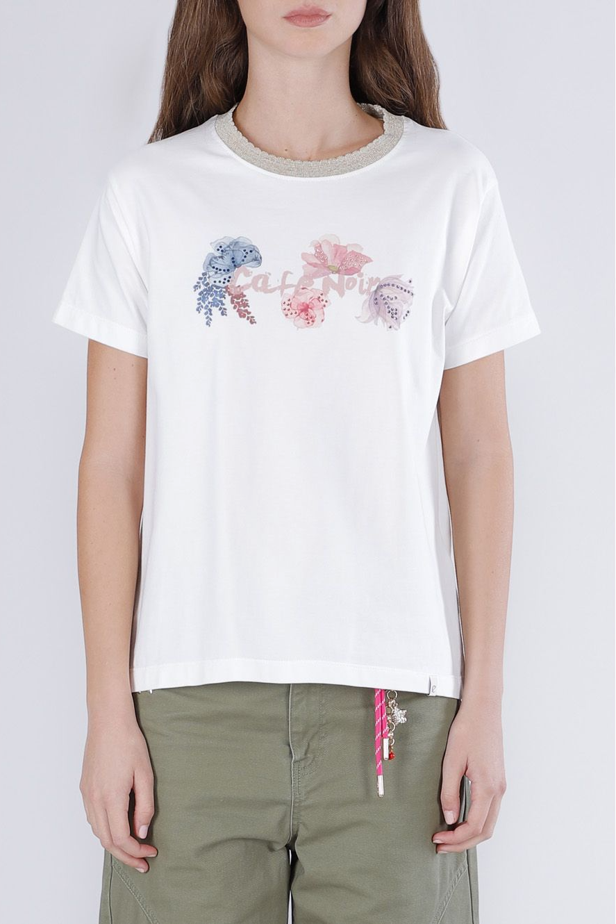T-Shirt portalogo con costina lurex allo scollo