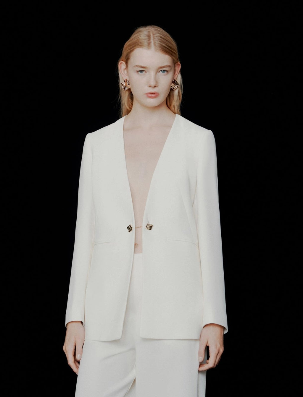 Blazer senza collo in envers satin Mlteffige