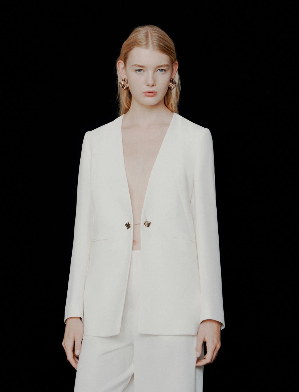 Blazer senza collo in envers satin Mlteffige