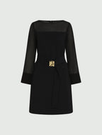 Abito con cintura in envers satin e georgette Mltlacuna