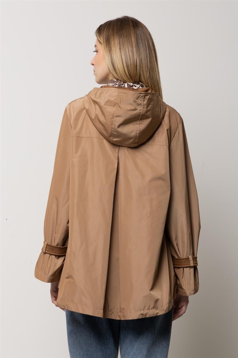 Parka in nylon con dettagli scamosciati
