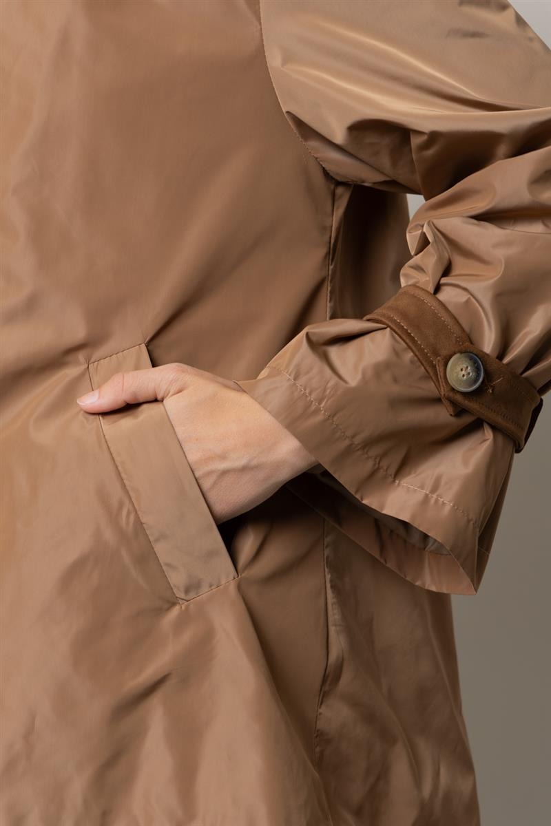 Parka in nylon con dettagli scamosciati