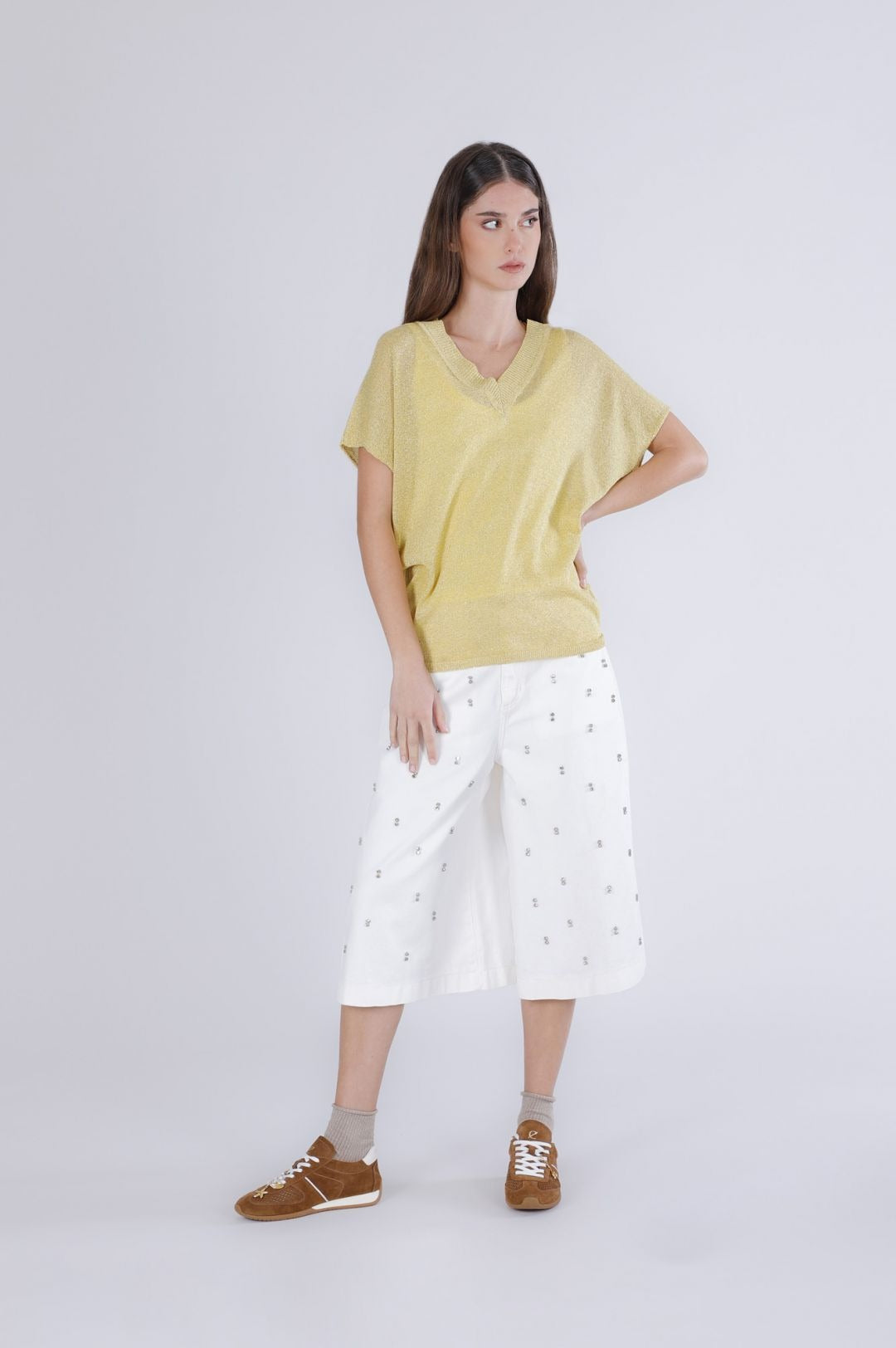 Maglia maniche ad aletta filato lurex