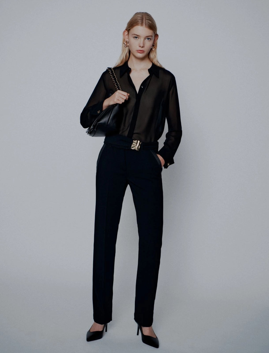 Pantalone dritto con cintura Mltelica