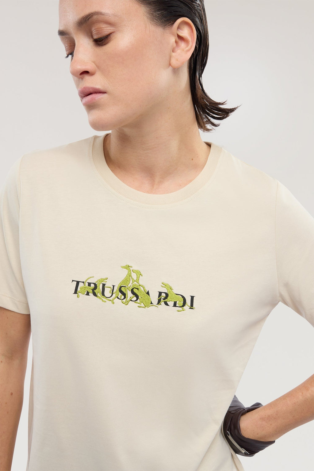 T-shirt regular fit con stampa e ricamo