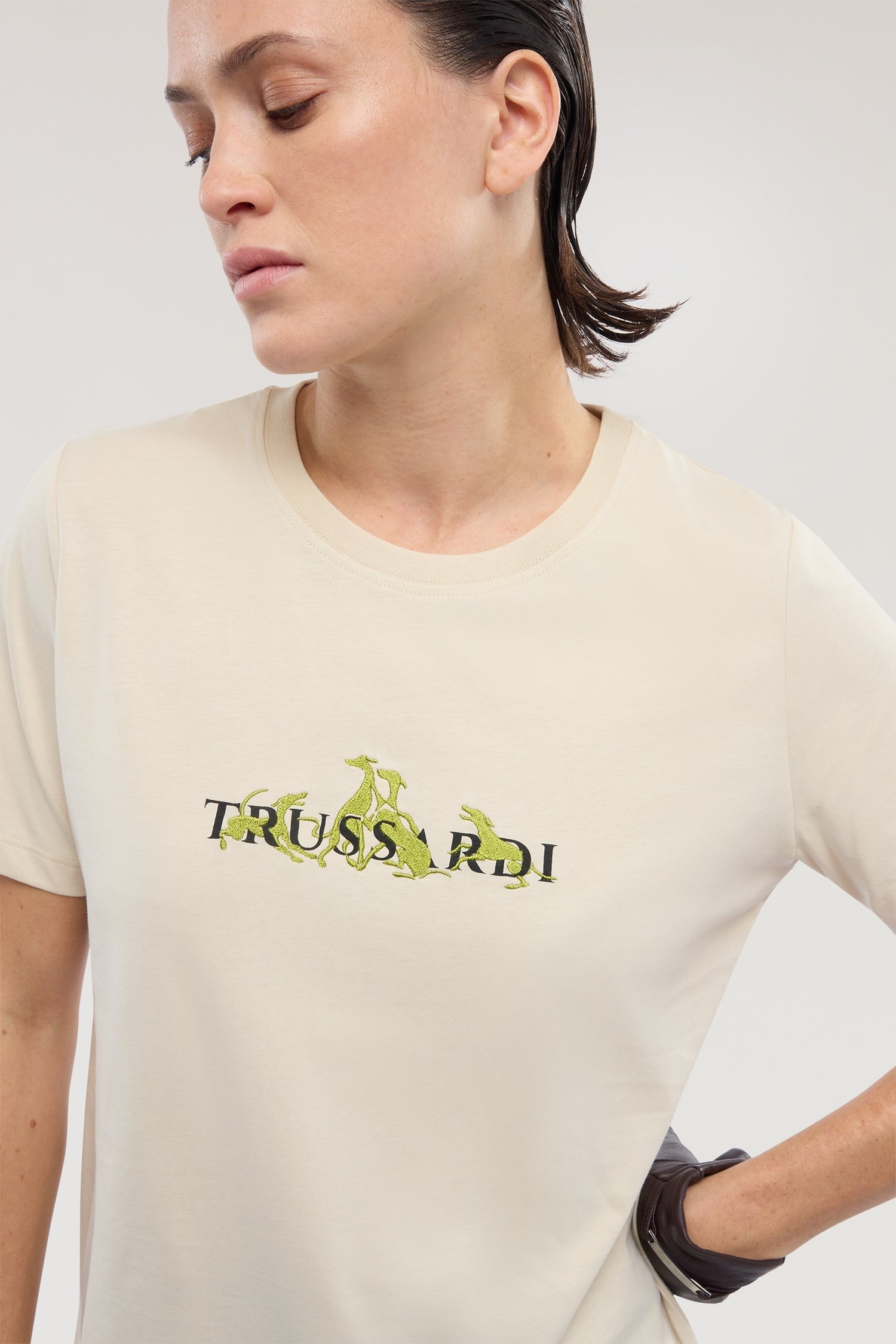 T-shirt regular fit con stampa e ricamo