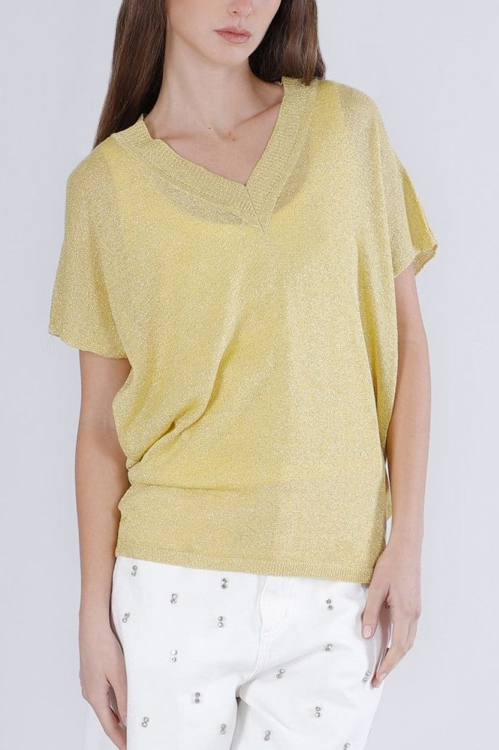 Maglia maniche ad aletta filato lurex