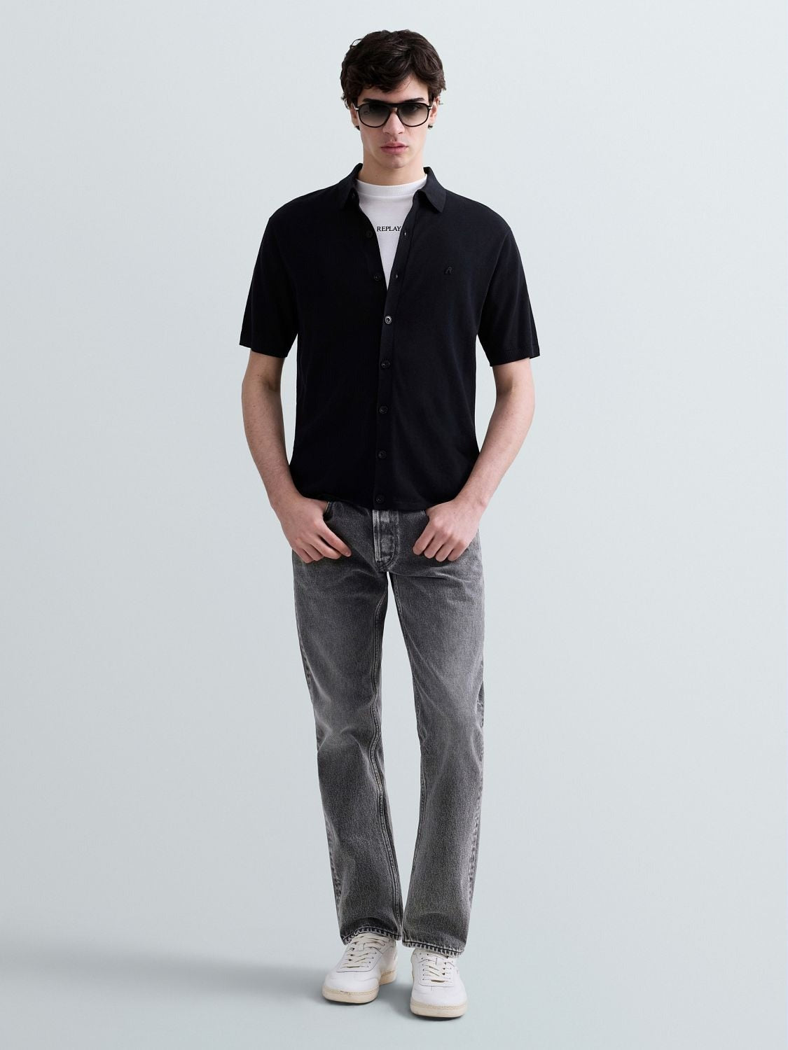 Maglia stile camicia a maniche corte