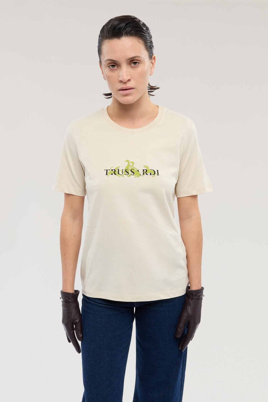 T-shirt regular fit con stampa e ricamo
