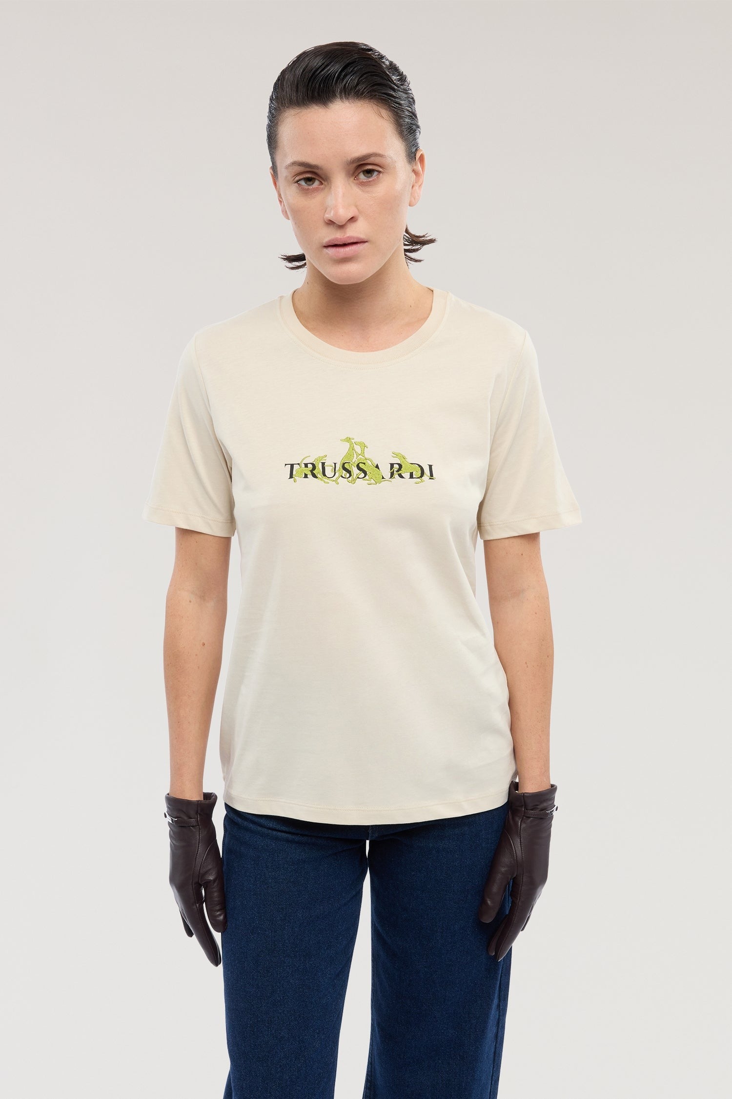 T-shirt regular fit con stampa e ricamo
