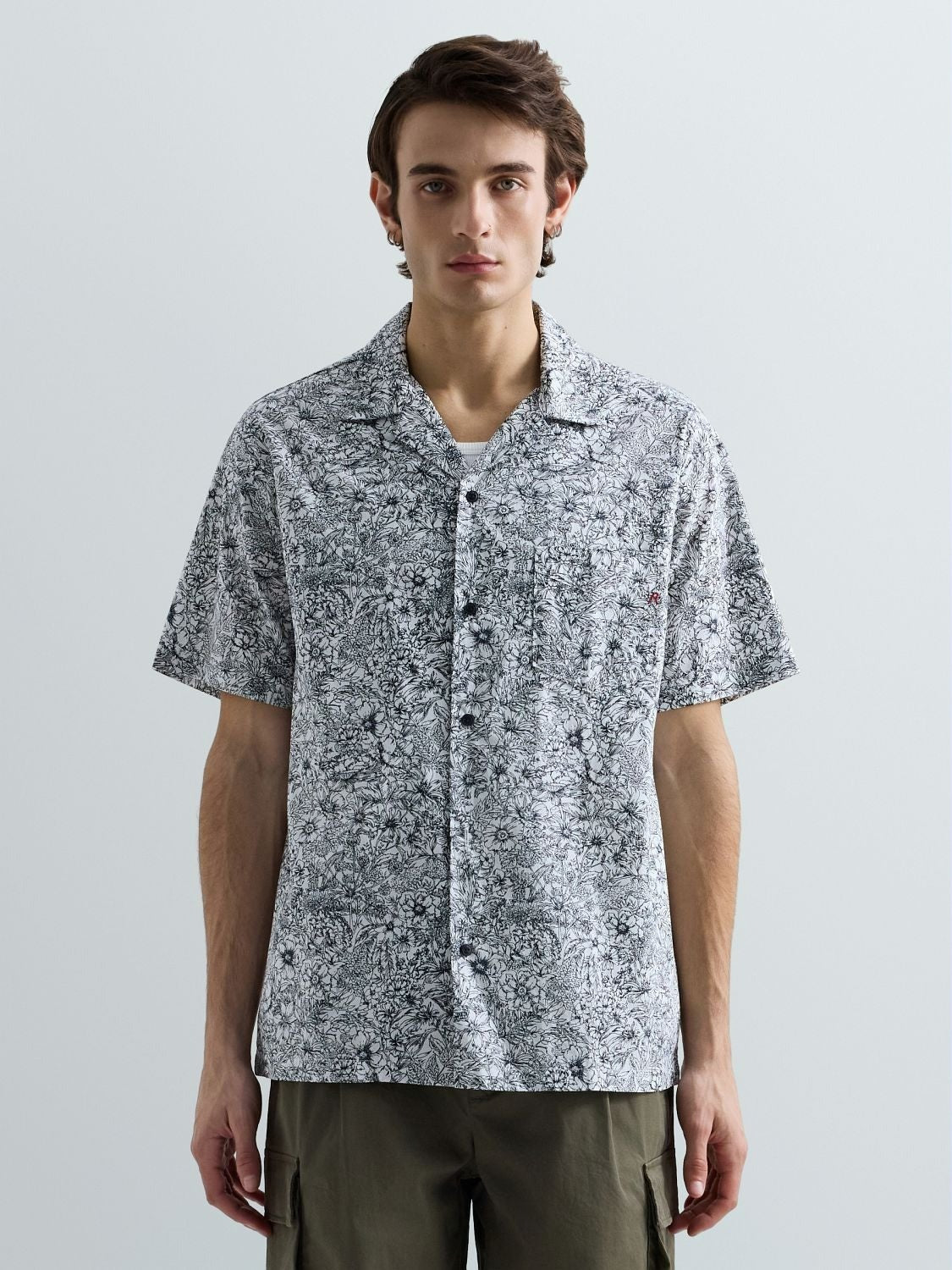 Camicia in popeline con stampa fiori