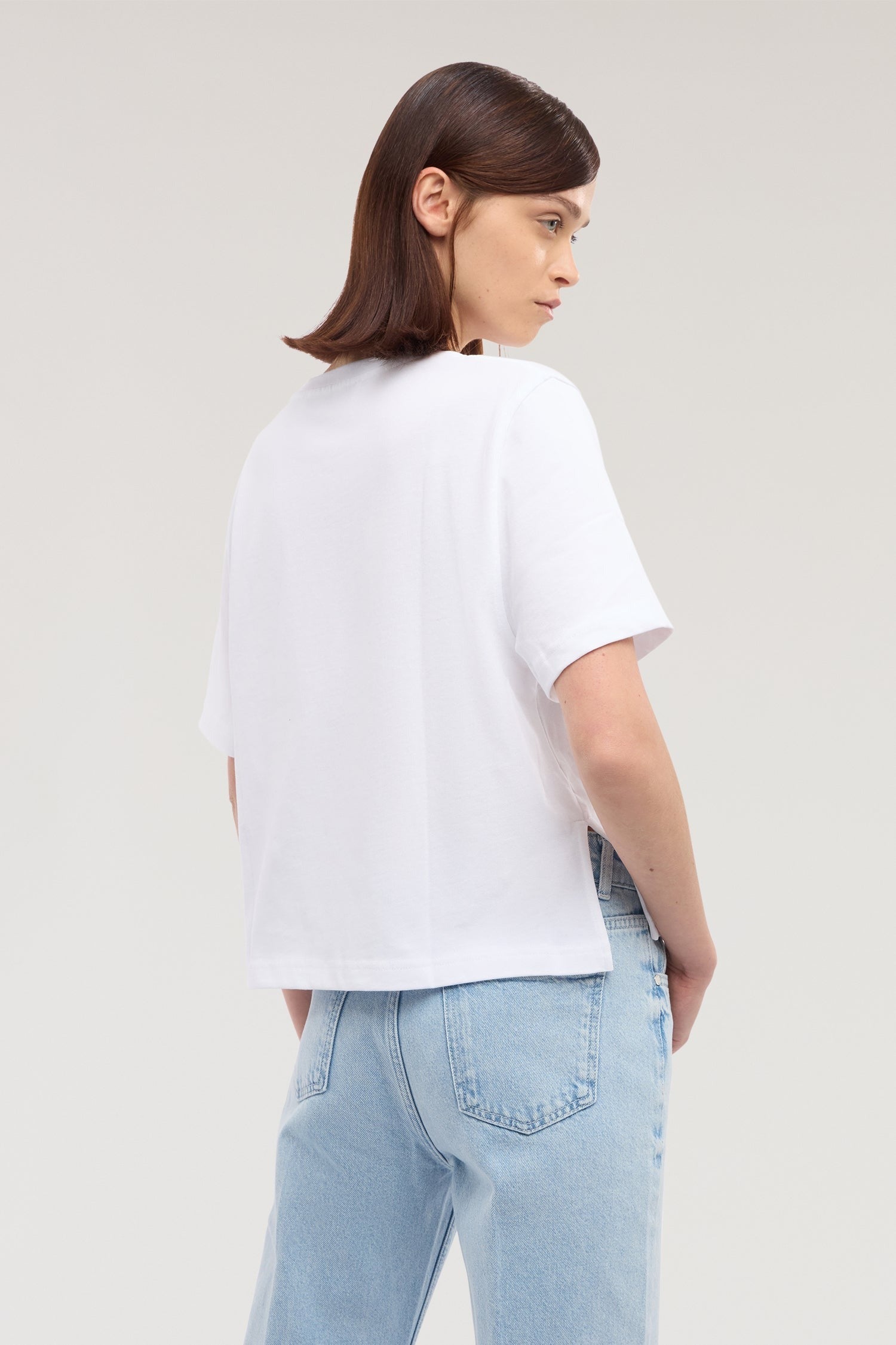 T-shirt boxy con spacchetto e stampa
