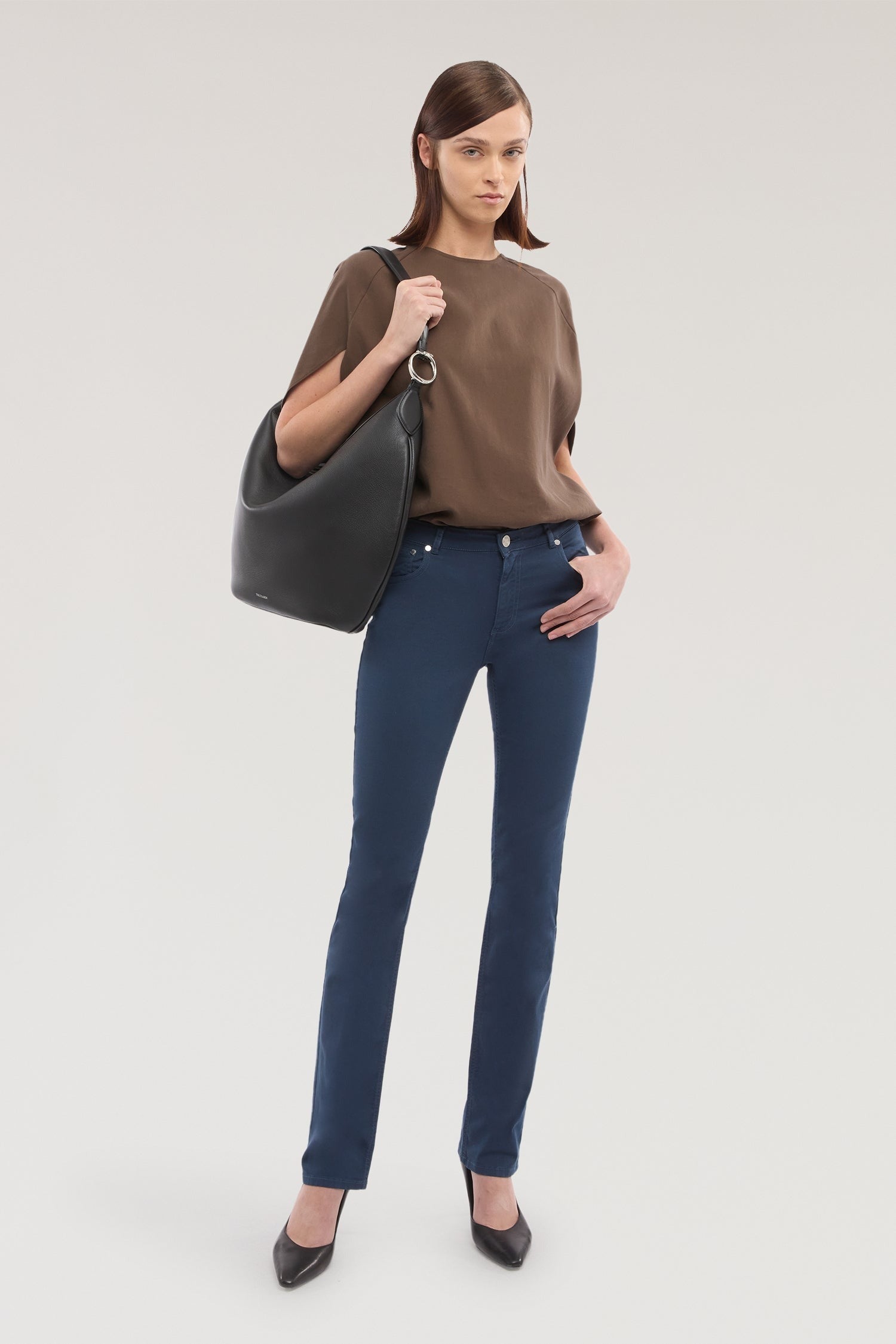 Pantalone 5 tasche Slim 130 in gabardina