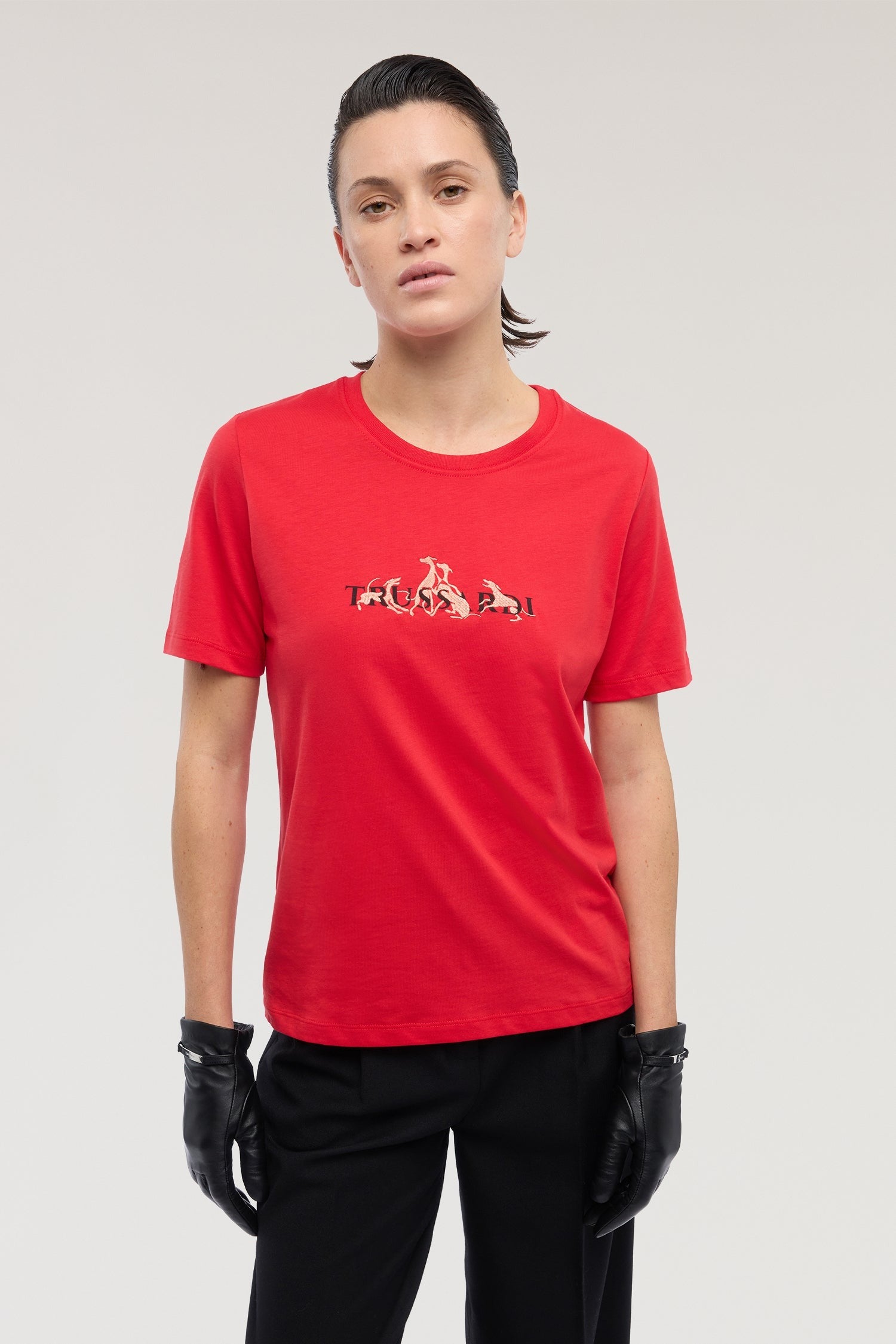 T-shirt regular fit con stampa e ricamo