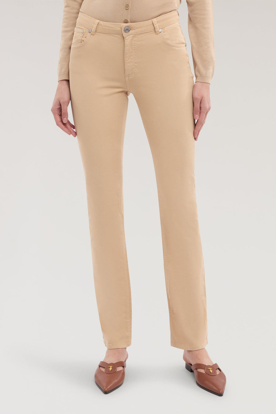 Pantalone 5 tasche Slim 130 in gabardina