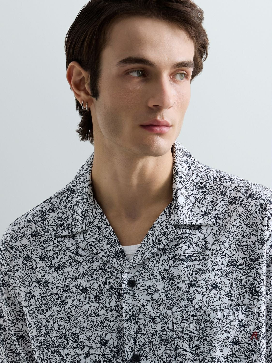 Camicia in popeline con stampa fiori