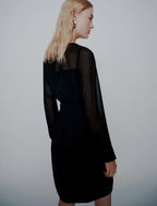 Abito con cintura in envers satin e georgette Mltlacuna