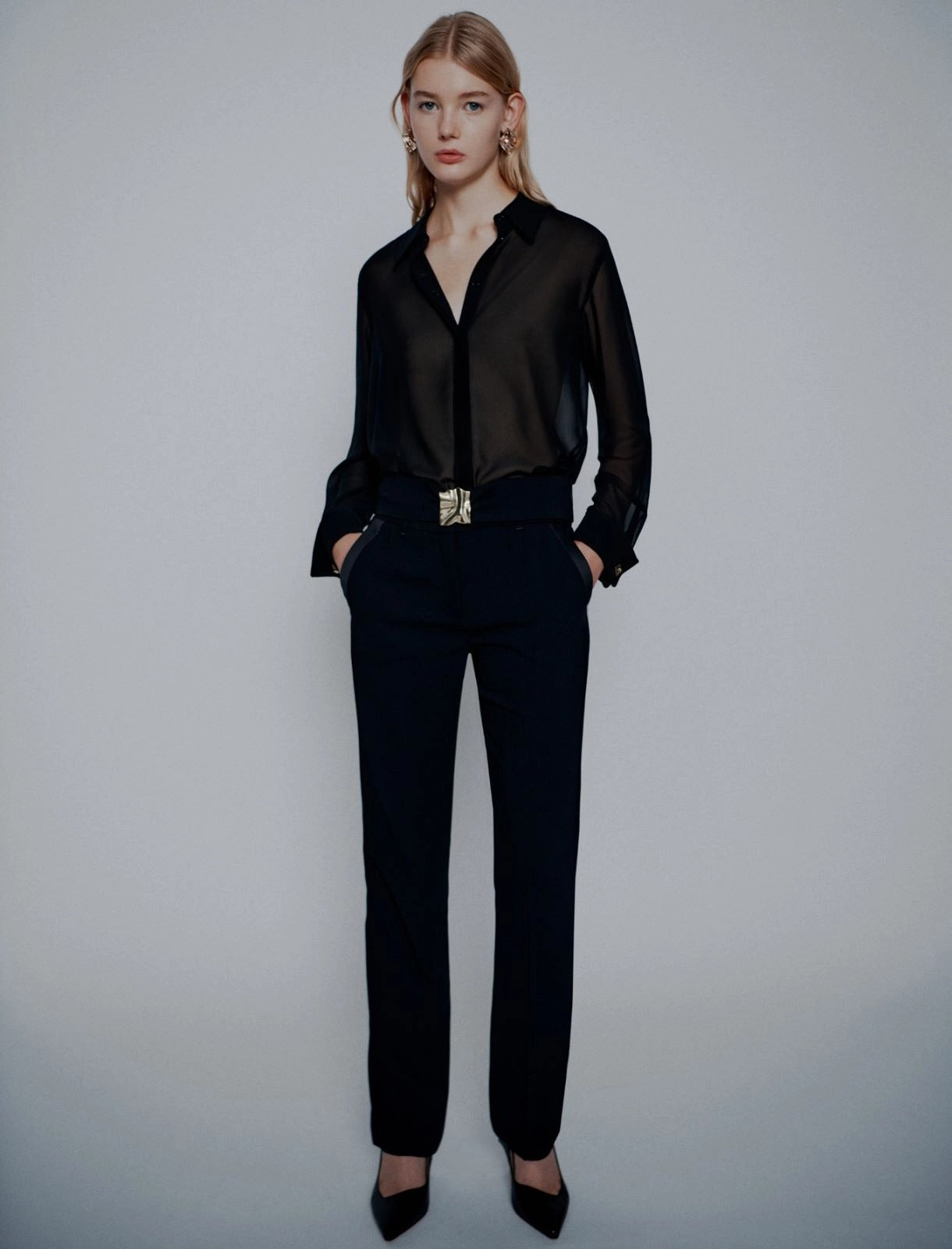 Pantalone dritto con cintura Mltelica