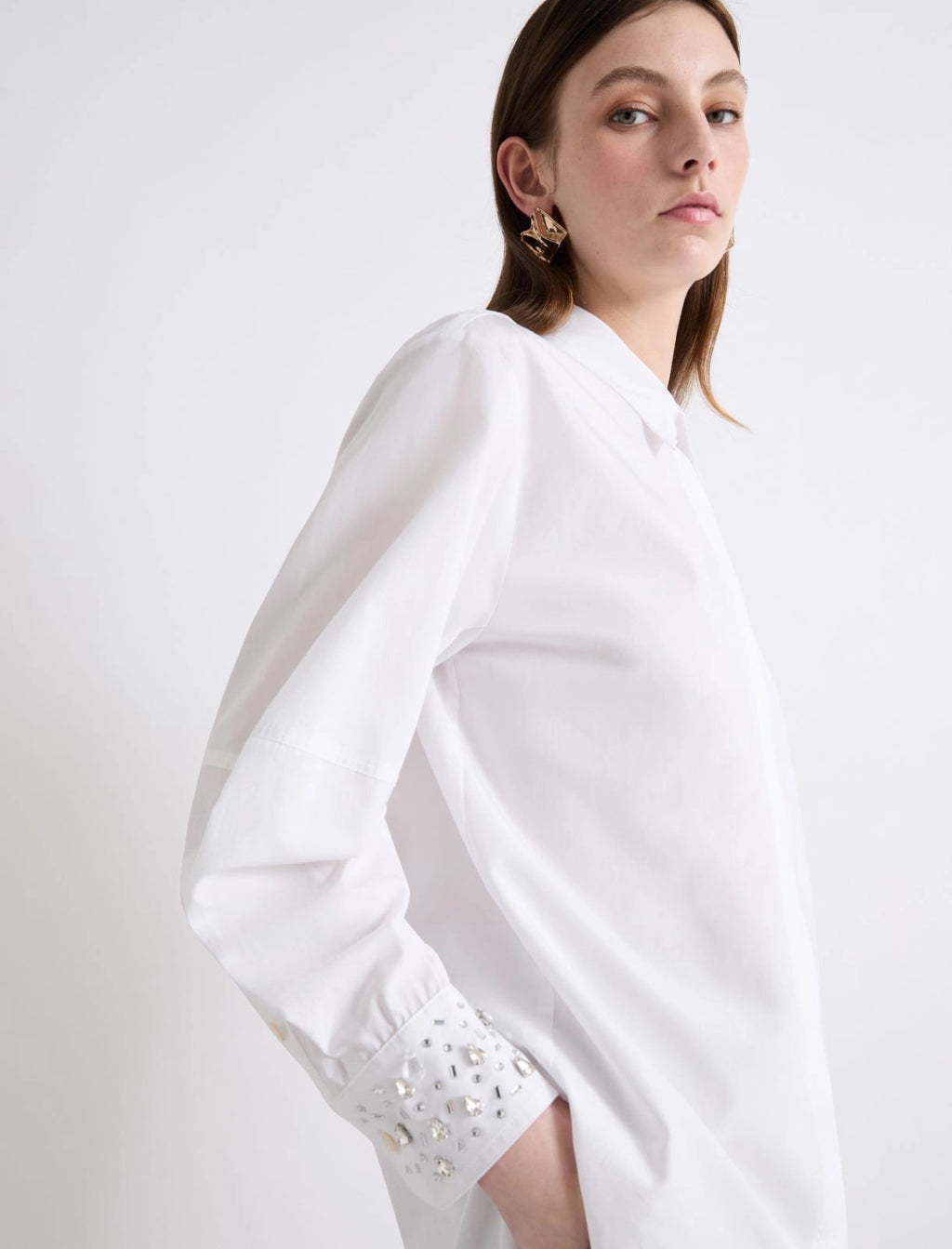 Camicia in cotone con cristalli Mlsteso
