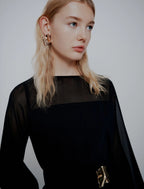 Abito con cintura in envers satin e georgette Mltlacuna