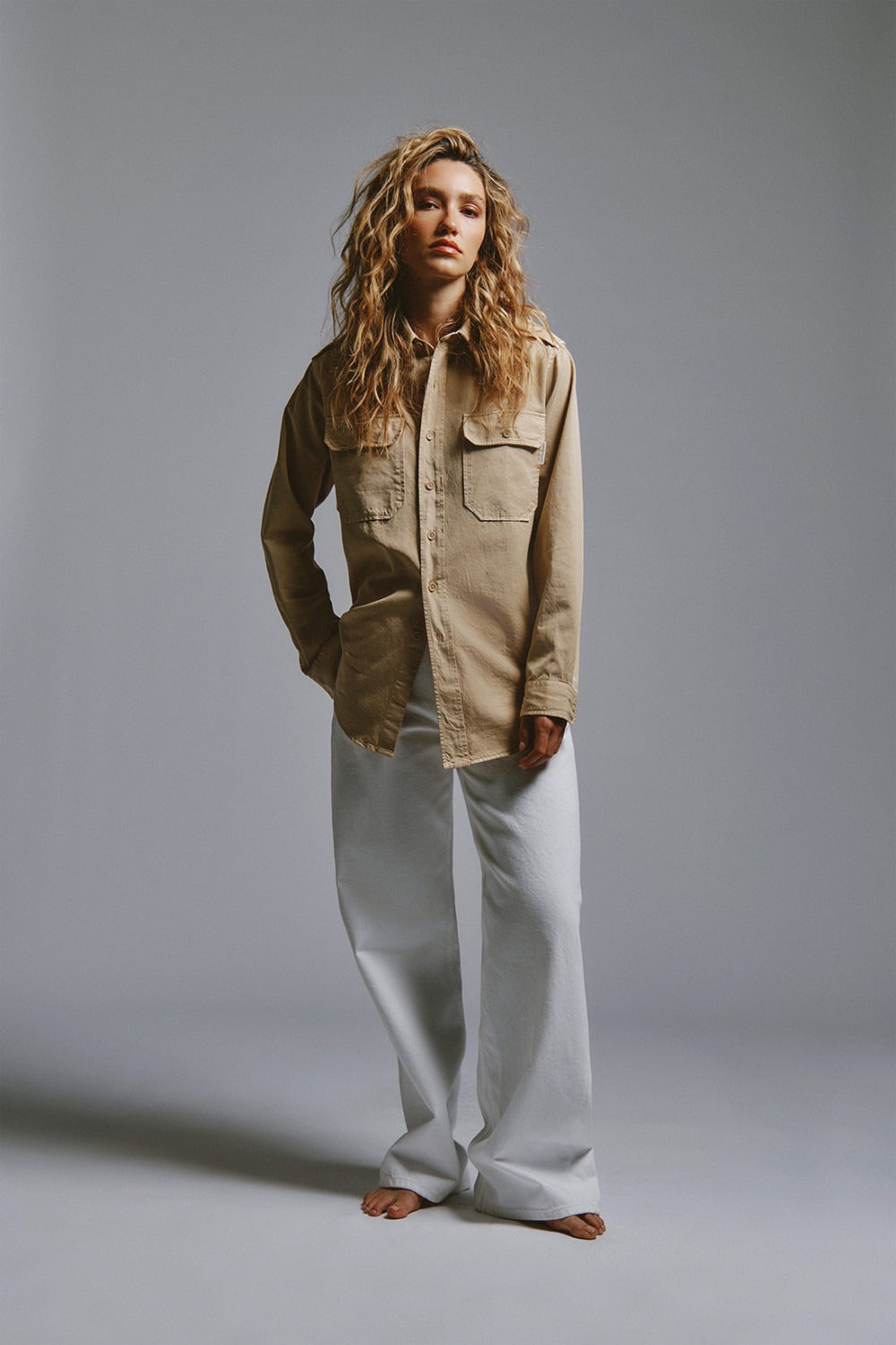 Camicia military in gabardina