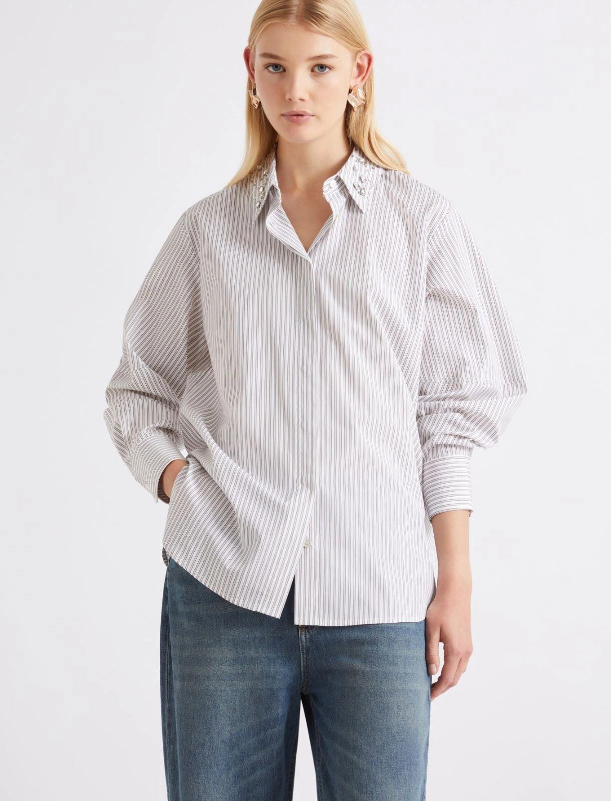 Camicia in cotone con cristalli Mlsteso