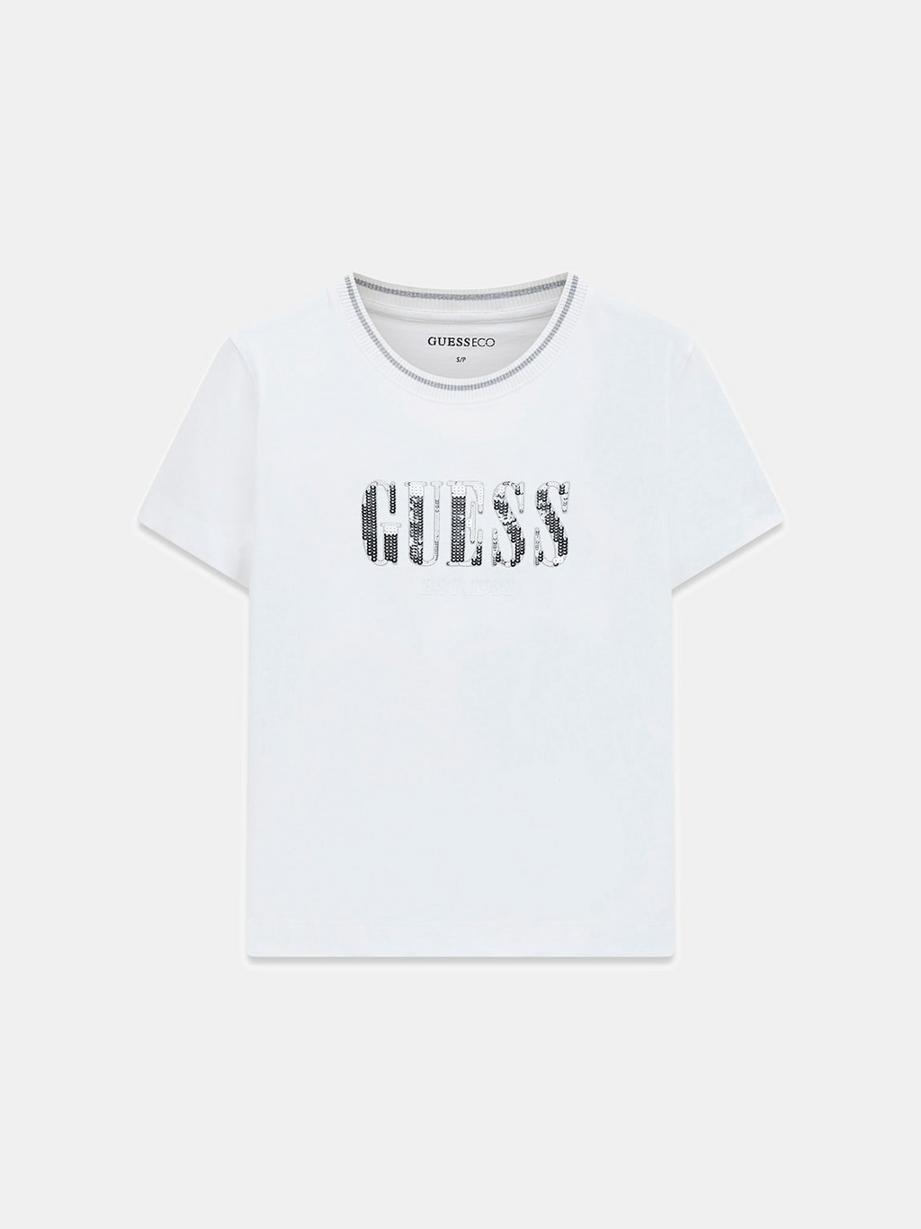 T-shirt con logo di paillettes