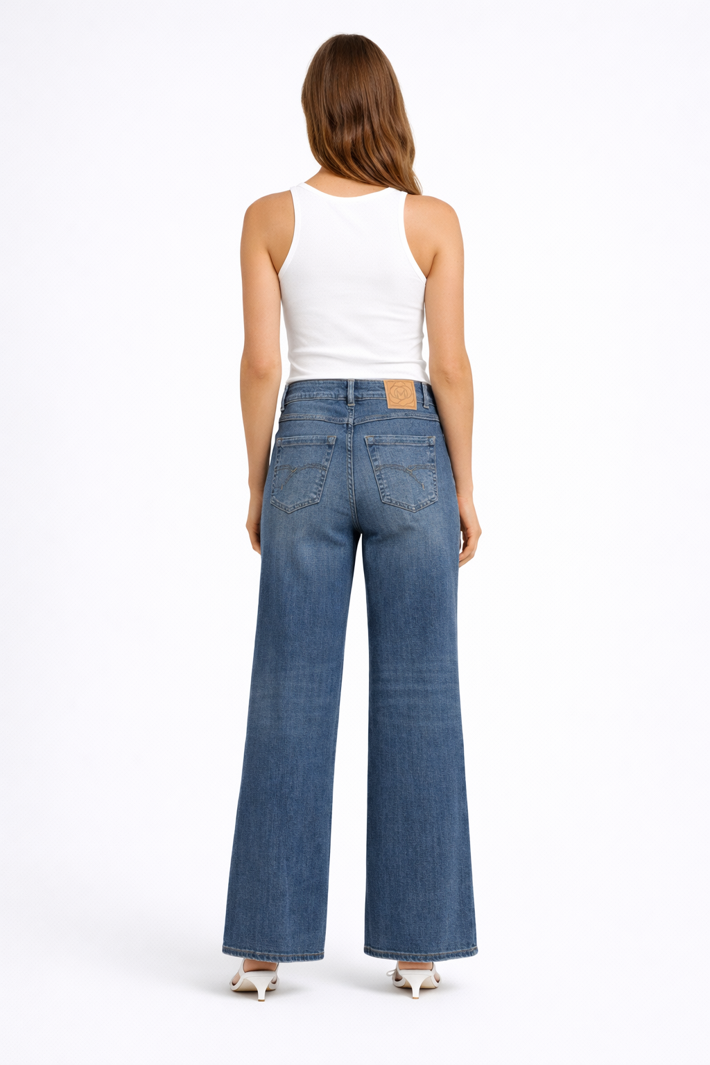 Jeans wide leg cropped in denim soft Mlswlcrop