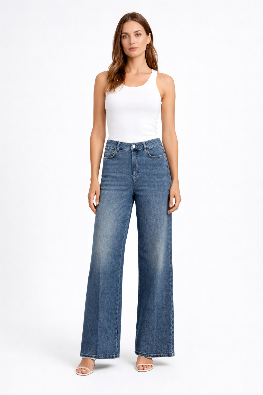 Jeans wide leg cropped in denim soft Mlswlcrop