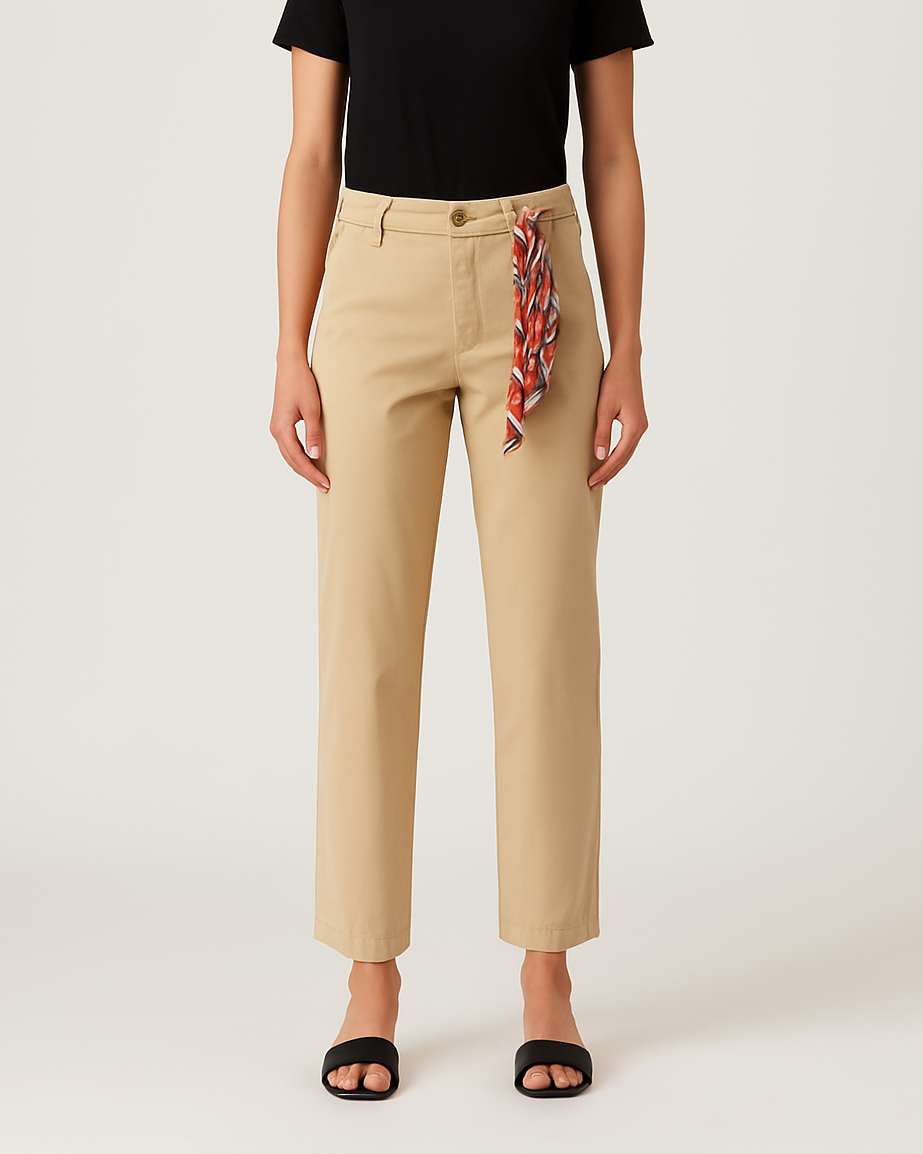 Pantalone in cotone con foulard